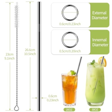 Eco-Friendly HuaQi Stainless Steel Straws Set of 10