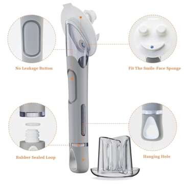 RIMAY Smile-Face Dish Wand Handle with Holder Set