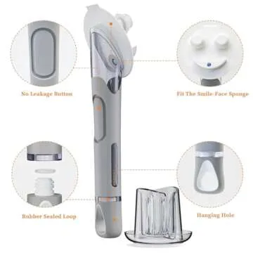 RIMAY Smile-Face Dish Wand Handle with Holder Set