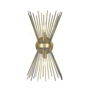 Rivet Mid-Century Modern Starburst 2-Light Wall Sconce in Antique Gold