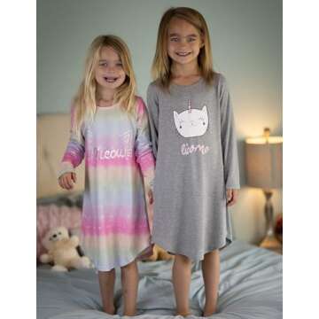 Soft Girls Nightgowns for Kids - Cute Sleeveless Pajamas