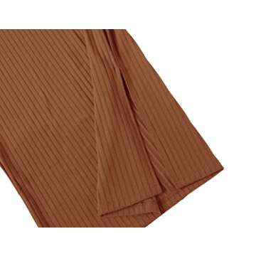 Urban CoCo Elastic High Waist Knee Length Pencil Skirt Ribbed Knit Basic Tube Midi Skirt (Burnt Brick, M)