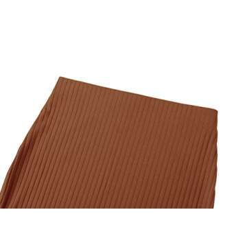 Urban CoCo Elastic High Waist Knee Length Pencil Skirt Ribbed Knit Basic Tube Midi Skirt (Burnt Brick, M)