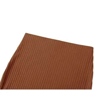 Urban CoCo Elastic High Waist Knee Length Pencil Skirt Ribbed Knit Basic Tube Midi Skirt (Burnt Brick, M)