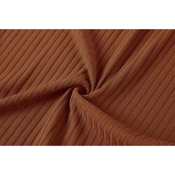 Urban CoCo Elastic High Waist Knee Length Pencil Skirt Ribbed Knit Basic Tube Midi Skirt (Burnt Brick, M)