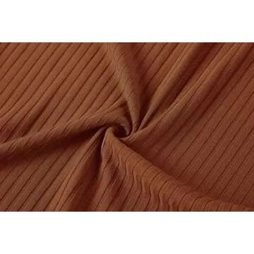 Urban CoCo Elastic High Waist Knee Length Pencil Skirt Ribbed Knit Basic Tube Midi Skirt (Burnt Brick, M)