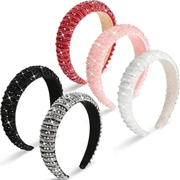 Syhood 5 Pcs Rhinestone Padded Headbands - Elegant Bling Hair Accessories