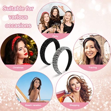 Syhood Rhinestone Padded Headbands Elegant Bling Hair Accessories