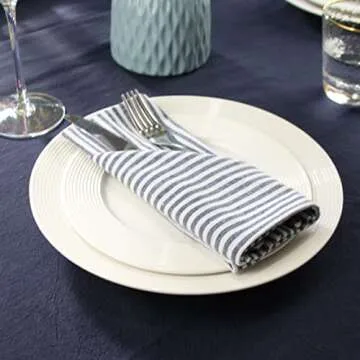 Elegant INFEI Cotton Linen Dinner Napkins Set of 12