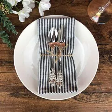 Elegant INFEI Cotton Linen Dinner Napkins Set of 12
