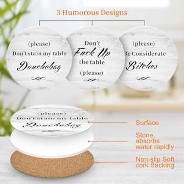 White Elephant Gifts for Adults, Funny Coasters Set of 6 with Holder Christmas Stocking Stuffers for...