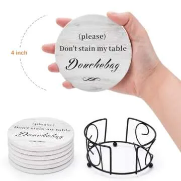 White Elephant Gifts for Adults, Funny Coasters Set of 6 with Holder Christmas Stocking Stuffers for Men Women, Gag Gifts Couples Birthday Housewarming Secret Santa Cool Friend Presents for Her Him