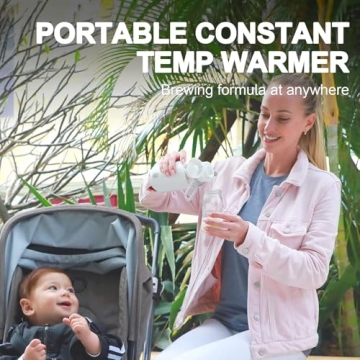 bopopo Portable Water Warmer for Formula,Milk,Precise Temp Control,Battery Powered Instant Warmer for Travel,8 Ounce,Smart Wireless Baby Flask for Car,Airplane Journey,White
