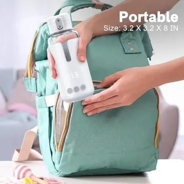 bopopo Portable Water Warmer for Formula,Milk,Precise Temp Control,Battery Powered Instant Warmer for Travel,8 Ounce,Smart Wireless Baby Flask for Car,Airplane Journey,White