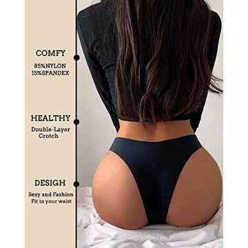 chelectnis Seamless Underwear Cheeky Bikini Panties for Women Nude Underwear No show Stretch Ice Silk Briefs 5 Pack S-XL