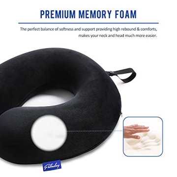Fabuday Memory Foam Travel Pillow - Soft Washable Neck Support