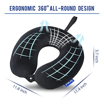 Fabuday Memory Foam Travel Pillow - Soft Washable Neck Support