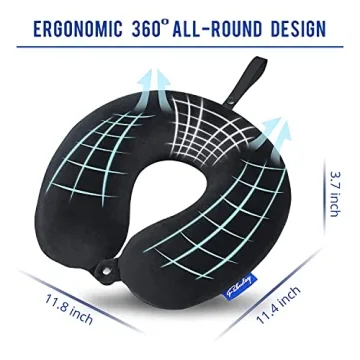 Fabuday Memory Foam Travel Pillow - Soft Washable Neck Support