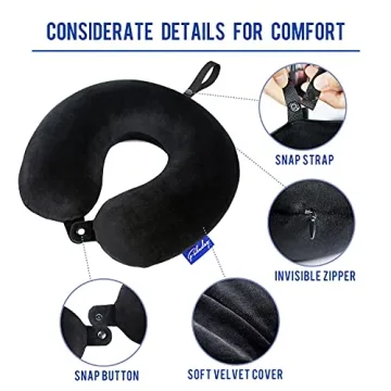 Fabuday Memory Foam Travel Pillow - Soft Washable Neck Support