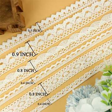 ZNZAKKA White Lace Ribbon Cotton Crochet Lace Trim Eyelet Lace Trim for Scrapbooking Dream Catcher D...