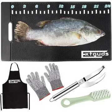 Fish Fillet Mat with Measuring Ruler and Tools