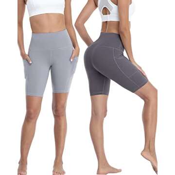 Zonoss 4 Pack Biker Shorts with Pockets for Women High Waist,Womens Athletic Workout Shorts for Summer