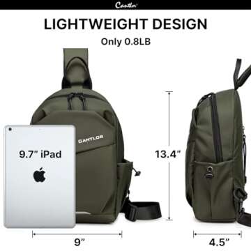 CANTLOR Crossbody Sling Bag for men and women，Suitable for outdoor travel to work riding any occas...