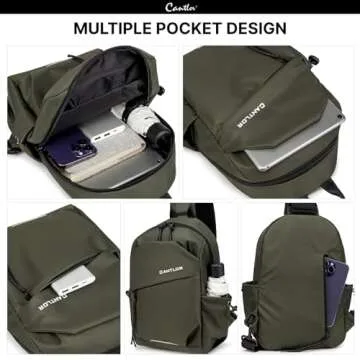 CANTLOR Crossbody Sling Bag for men and women，Suitable for outdoor travel to work riding any occasions of backpacks (991801-M-D green)