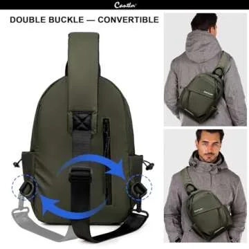 CANTLOR Crossbody Sling Bag for men and women，Suitable for outdoor travel to work riding any occasions of backpacks (991801-M-D green)