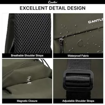 CANTLOR Crossbody Sling Bag for men and women，Suitable for outdoor travel to work riding any occasions of backpacks (991801-M-D green)