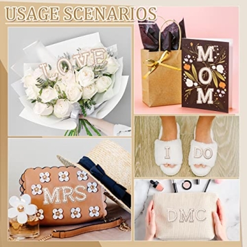 WILLBOND 78 Pcs Pearl Letter Patches - Rhinestone A-Z Appliques