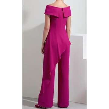 MISOJIAYA Short Sleeves Pants Suits Mother of The Bride Off Shoulder Wedding Guest Dresses Strapless...