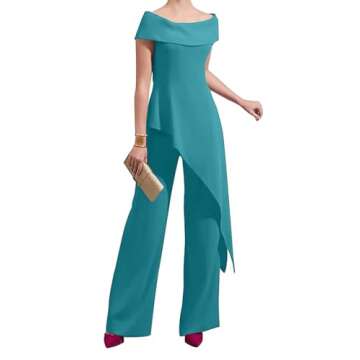 MISOJIAYA Short Sleeves Pants Suits Mother of The Bride Off Shoulder Wedding Guest Dresses Strapless Black Size 12