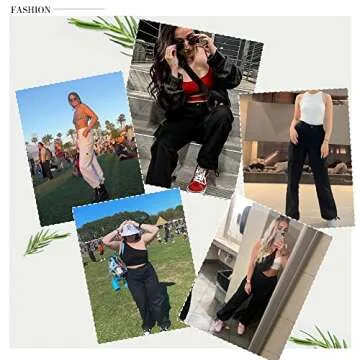 LOLOCCI Black Cargo Pants for Women Casual Travel High Waisted Pants Baggy Cargo Black Pants for Women Work