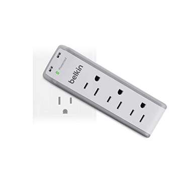 Belkin Wall Mount Surge Protector - 3 AC Multi Outlets & 2 USB Charger Ports - Heavy Duty Flat Rotating Plug for Home, Office, Travel, Computer Desktop & Phone Charging Brick (918 Joules)