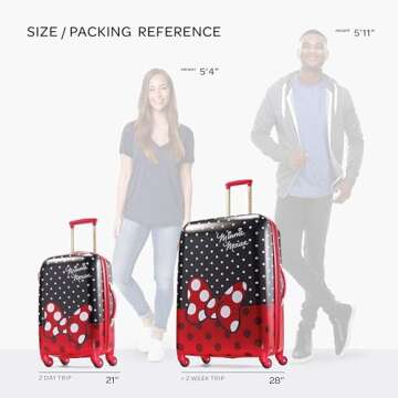American Tourister Disney Hardside Luggage with Spinner Wheels, Minnie Mouse Red Bow, 2-Piece Set (2...