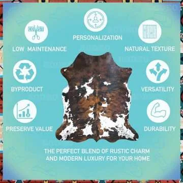 rodeo Genuine Cowhide Rug: Hand-Picked & Authentic Real Cowhide Rug for Western Home Decor - Texas Rug Large - Rustic Rug, Cow Hide Carpet Rugs TR57 Size Approx 5x7 ft (150x210 cm)