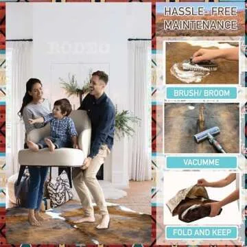 rodeo Genuine Cowhide Rug: Hand-Picked & Authentic Real Cowhide Rug for Western Home Decor - Texas Rug Large - Rustic Rug, Cow Hide Carpet Rugs TR57 Size Approx 5x7 ft (150x210 cm)