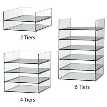 TONICE 2 Tier Clear Acrylic Stackable File Tray Office Desktop File Organizer, No Need to Assemble Tray File Organizer, Kids Book Organizer (2 Tier)