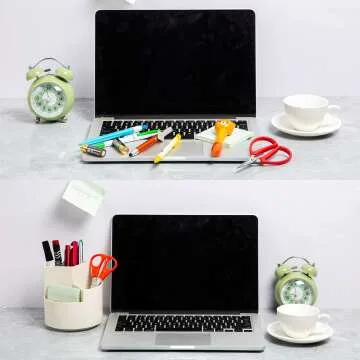 Spinning Desk Pen Holder with 3 Storage Slots