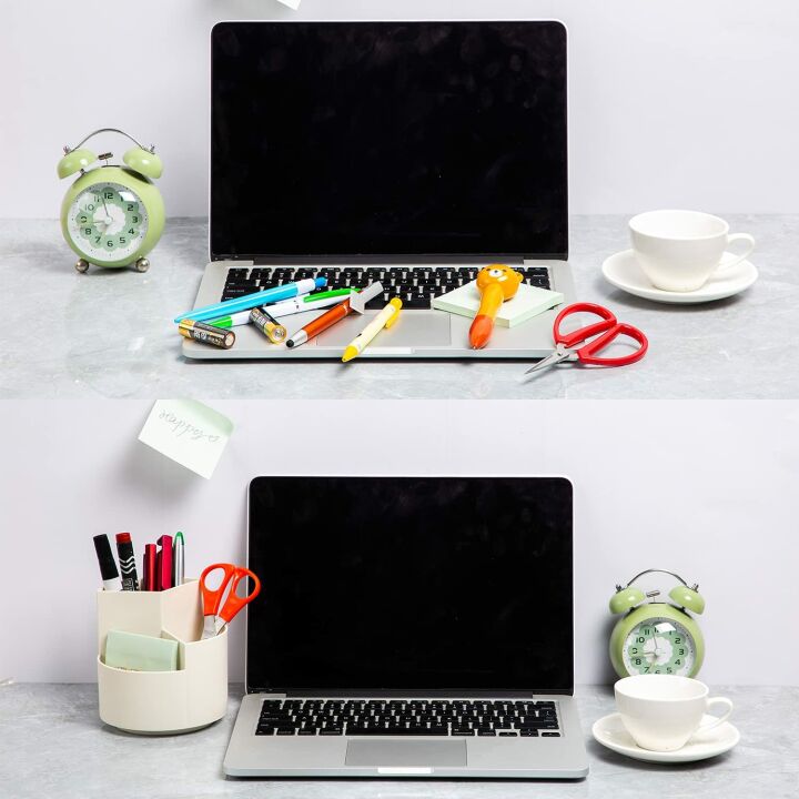 Spinning Desk Pen Holder with 3 Storage Slots