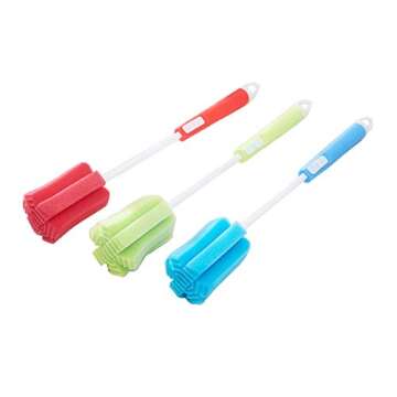 3PCS Dishwashing Foam Sponge Brush with Adjustable Long Handle Bottle Scrubber Cleaning Sponges Brus...