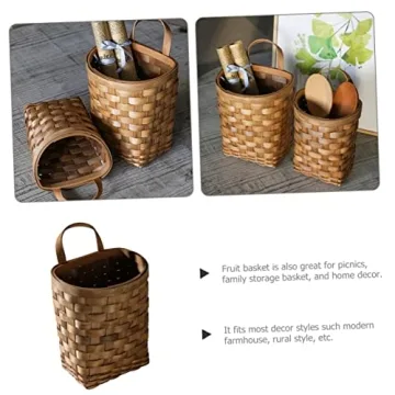 Alipis Farmhouse Rattan Hanging Basket for Kitchen Storage