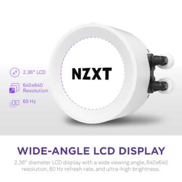 NZXT Kraken Elite 280 RGB - RL-KR28E-W1 - 280mm AIO CPU Liquid Cooler - Customizable 2.36" LCD Display for Images, Performance Metrics - High-Performance Pump - 2 x F140 RGB Core Fans - White