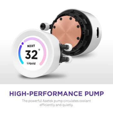 NZXT Kraken Elite 280 RGB - RL-KR28E-W1 - 280mm AIO CPU Liquid Cooler - Customizable 2.36" LCD Display for Images, Performance Metrics - High-Performance Pump - 2 x F140 RGB Core Fans - White