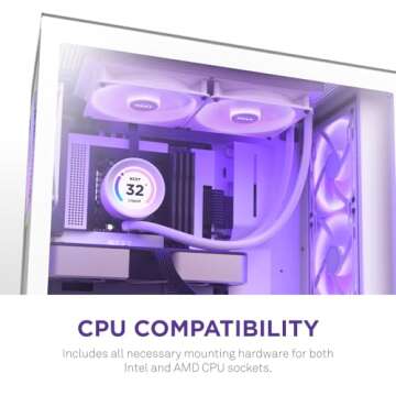 NZXT Kraken Elite 280 RGB - RL-KR28E-W1 - 280mm AIO CPU Liquid Cooler - Customizable 2.36" LCD Display for Images, Performance Metrics - High-Performance Pump - 2 x F140 RGB Core Fans - White