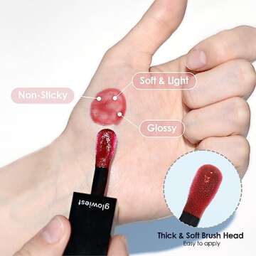 glowiest EFFORTLESS Glow Lip Oil 004 RED CHERRY Hydrating, Nourishing, Plumping | Non-Sticky Lip Gloss, Tinted Lip Camellia Oil l Korean Beauty - 0.22oz