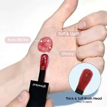 glowiest EFFORTLESS Glow Lip Oil 004 RED CHERRY Hydrating, Nourishing, Plumping | Non-Sticky Lip Gloss, Tinted Lip Camellia Oil l Korean Beauty - 0.22oz