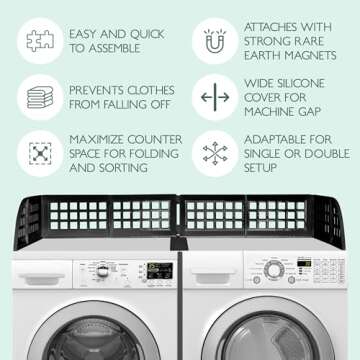 ELTOW Laundry Guard with Silicone Gap Cover, Magnetic Fence for Washer/Dryer to Keep Clothes from Fa...