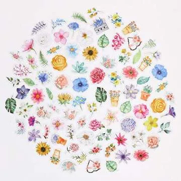 Knaid Flower Stickers Set (360 Pieces) Decorative Assorted Floral Sticker for Scrapbooking Planner Bullet Journals Supplies